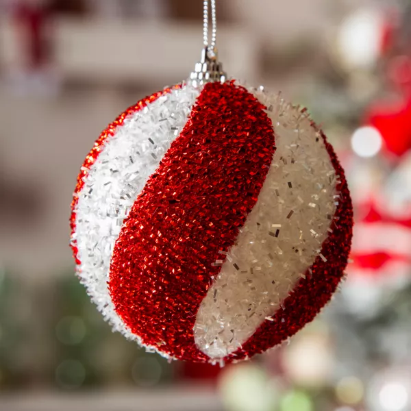 Lote de 12 bolas de Navidad (D100 mm) Spiralis Rojo