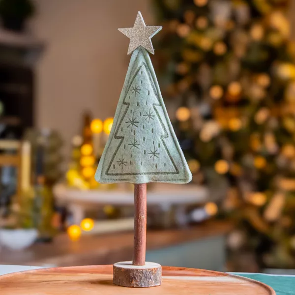 Vilt kerstboom om neer te zetten (H27 cm) Alpen Witte Munt