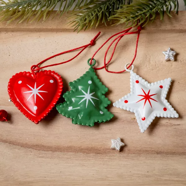 Lote de 12 adornos de Navidad de metal (H4.5 cm) Méribel Coloridos