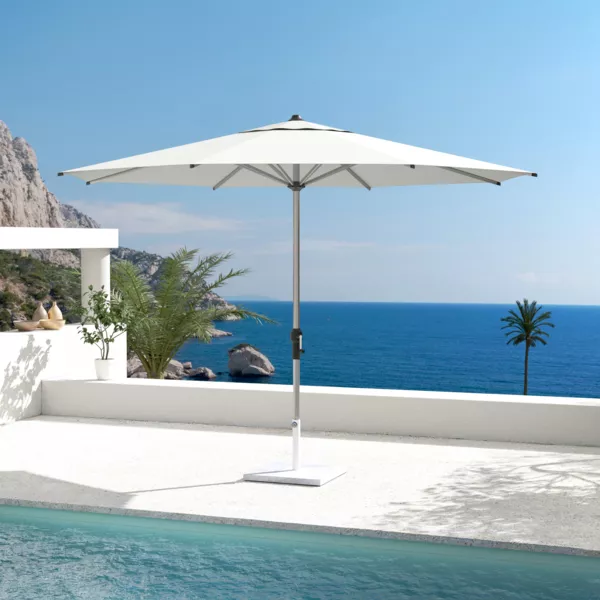 Parasol redondo de aluminio (D3,5 m) Yucatan - Gris y Blanco