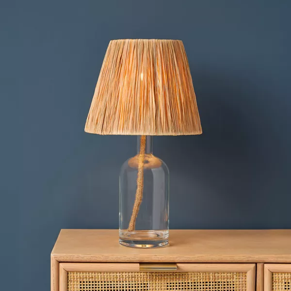 Lámpara de mesa de vidrio y cuerda (H40 cm) Haddock Beige