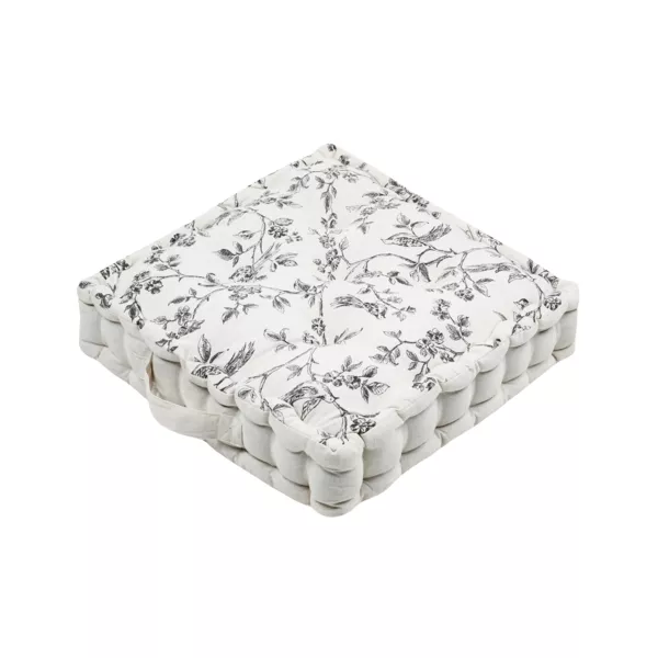 Vierkant katoenen vloerkussen laag (45 x 45 cm) Clarine Crèmewit