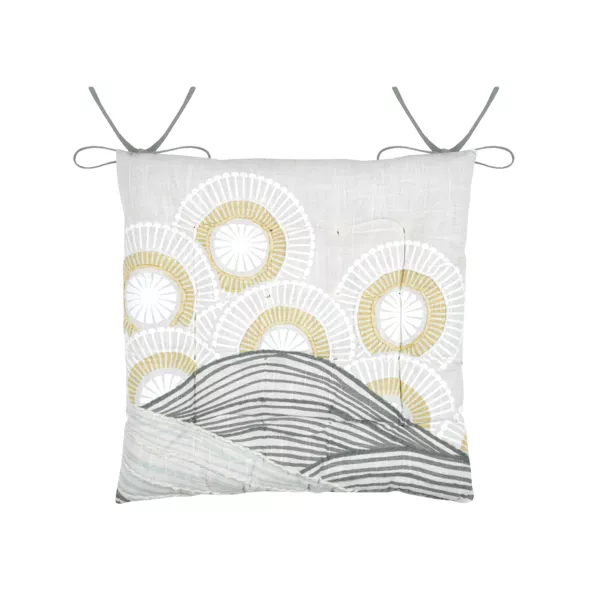 Cojín de silla cuadrado de algodón (38 x 38 cm) Yuki Beige