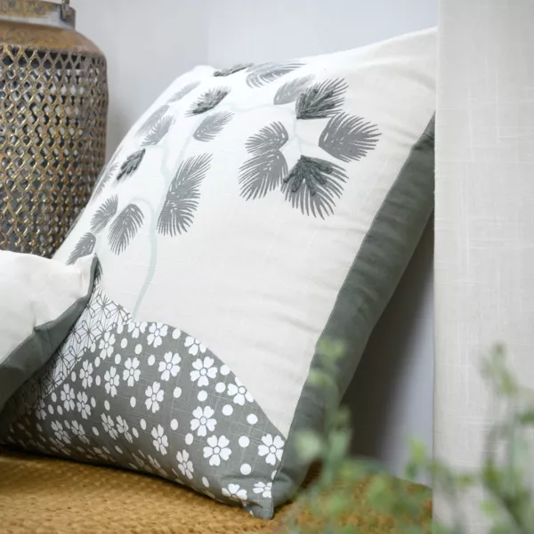 Vierkant katoenen kussen (45 x 45 cm) Yuki Jade Groen