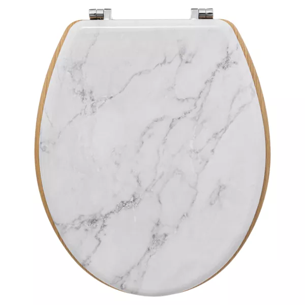 Abattant WC bois effet marbre (L36 cm) Léa Blanc