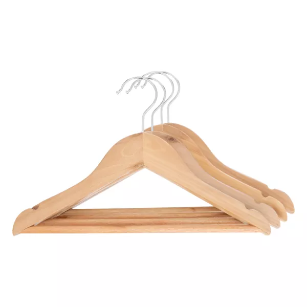 Lote de 4 perchas de madera para niños (H19 cm) Natural Marrón