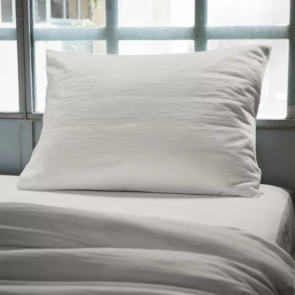 Funda para almohada rectangular en gasa de algodón (L80 cm) Gaïa Gris nube