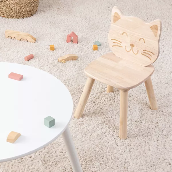 Chaise enfant bois (H50 cm) Chaton Pia Beige