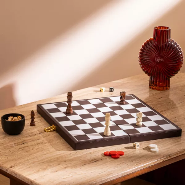 Spilst Backgammon / Skak tr (40 cm) Jule Brun