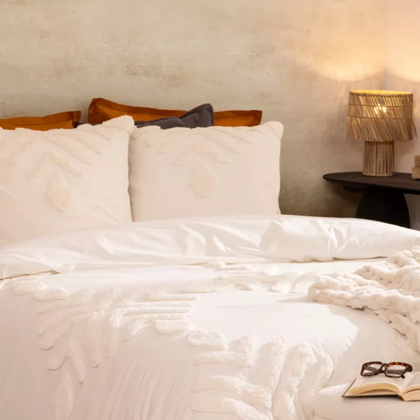 Funda nrdica y dos fundas de almohadas algodn lavado (240 x 220 cm) Inu Crudo