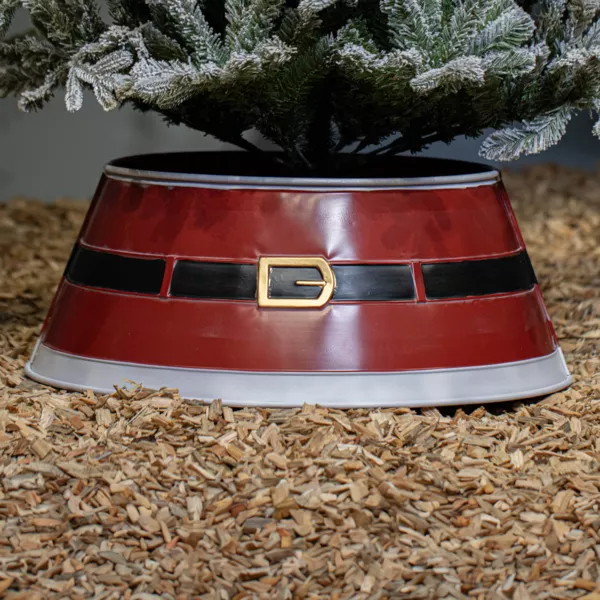 Cache pied de sapin en métal (D70 cm) Ceinture du Père Noël