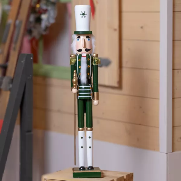 Soldado Cascanueces de madera (H76 cm) Ernest Copo de Nieve Verde Pino