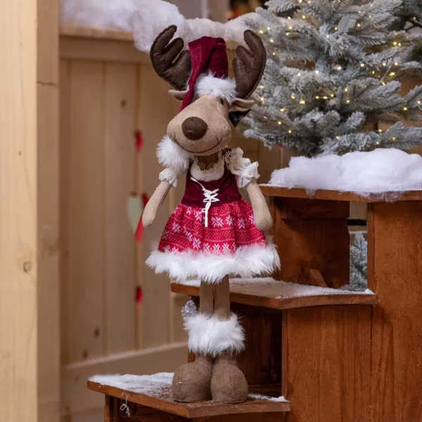 Kerst rendier (H59 cm) Miss Beierse rode jurk