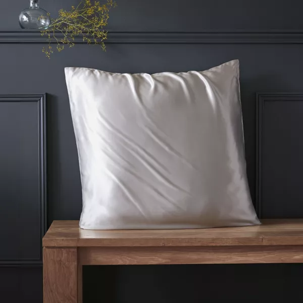 Funda de almohada cuadrada de seda de morera (63 x 63 cm) Mizuki Gris claro