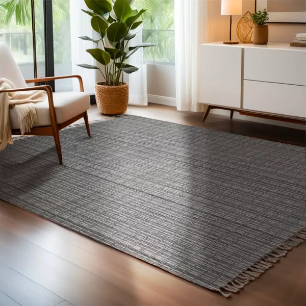 Alfombra rectangular de salón de material reciclado (160 x 230 cm) Priya Gris