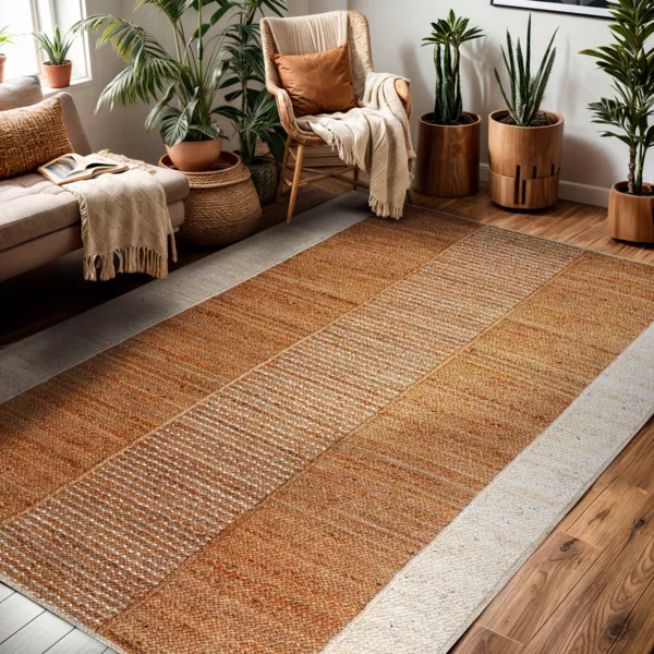 Alfombra rectangular de salón de yute tejida a mano (140 x 200 cm) Hudson Marrón