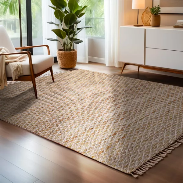 Rechthoekig handgeweven jute vloerkleed (160 x 230 cm) Yuki Bruin