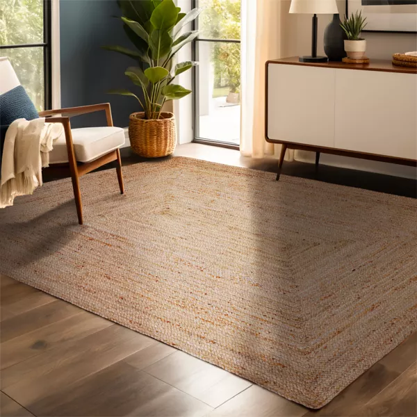 Rechthoekig vloerkleed van handgevlochten jute (140 x 200 cm) Sunrise Bruin