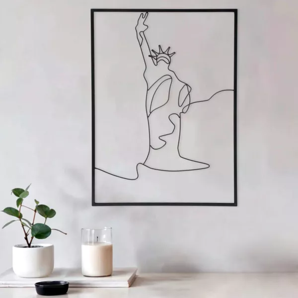Metalen muurdecoratie (H40 cm) Statue of Liberty Zwart