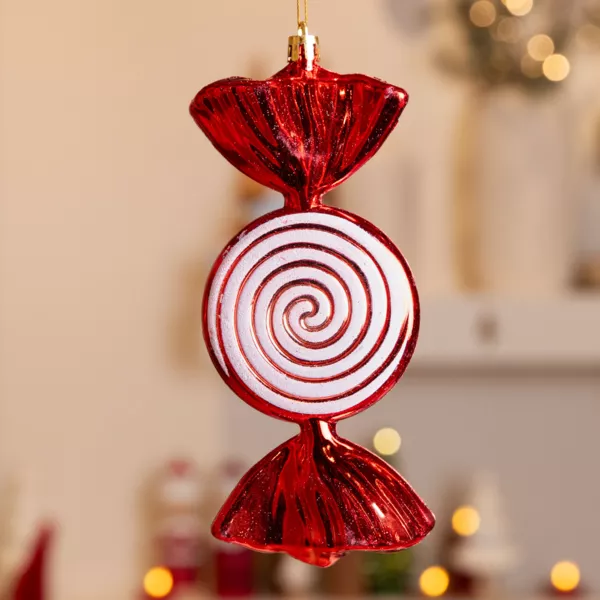 Caramella appesa infrangibile (H18 cm) Elica Rossa glitterato