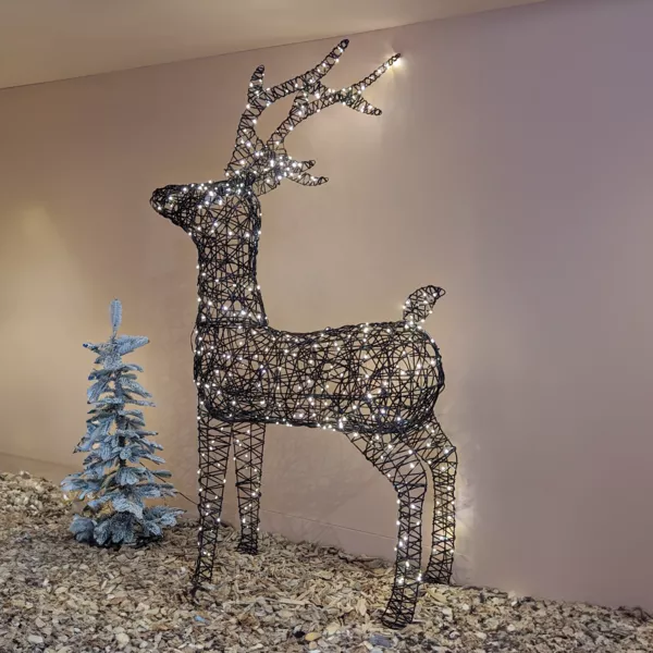 Reno luminoso 400 Micro LED (H160cm) Resina trenzada Blanco cálido