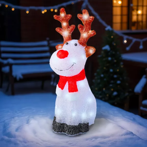 Lysende rensdyr med 40 LED (H50 cm) Dasher Kold hvid