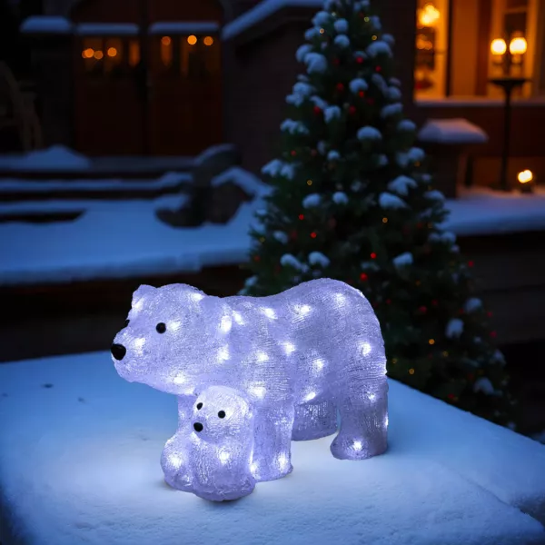 Familia de osos polares Solar Blanco frío 60 LED
