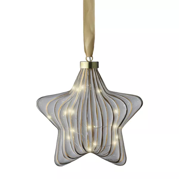 Étoile lumineuse à piles 15 LED (D20 cm) Vintage Or et blanc chaud