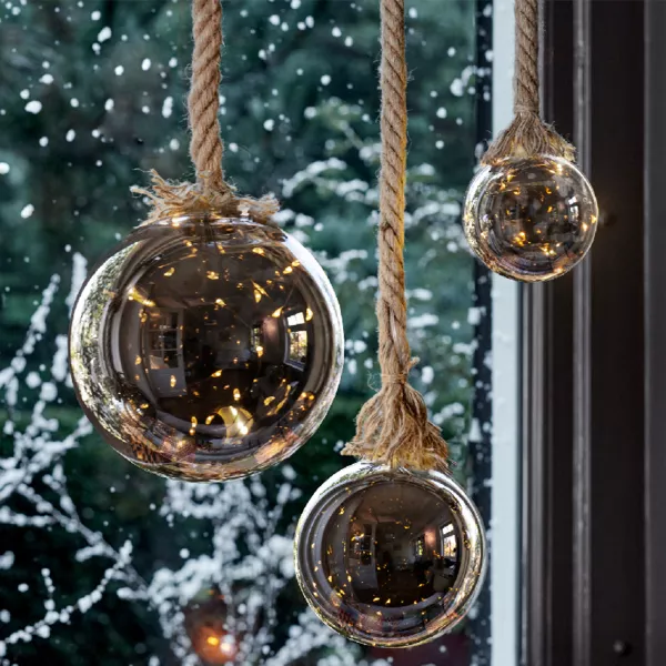 Bola luminosa a pilas 40 LED (D20 cm) Glacée Gris y blanco cálido