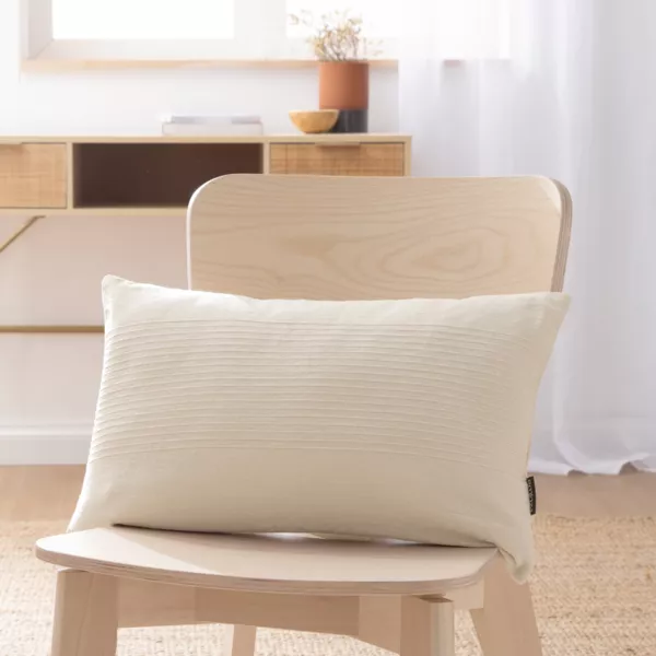 Rechthoekige katoenen geweven kussenhoes (30 x 50 cm) Léa Beige pampa