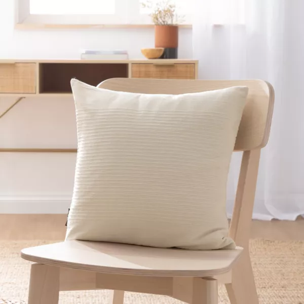 Vierkante geweven katoenen kussenhoes (40 x 40 cm) Léa Beige Pampa
