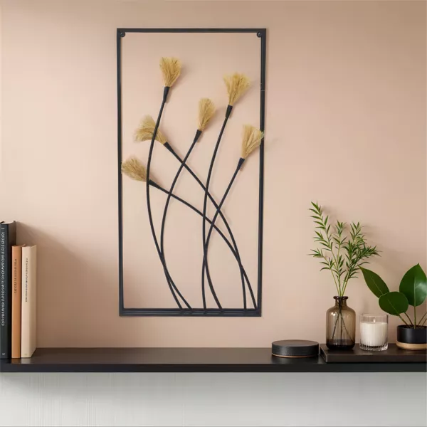 Vgdekoration i metal og linned (H80 cm) Natur Sort