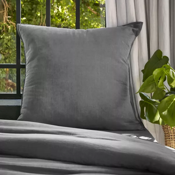 Kussensloop vierkant gewassen TENCEL™ Lyocell (80 x 80 cm) Olivia Granietgrijs