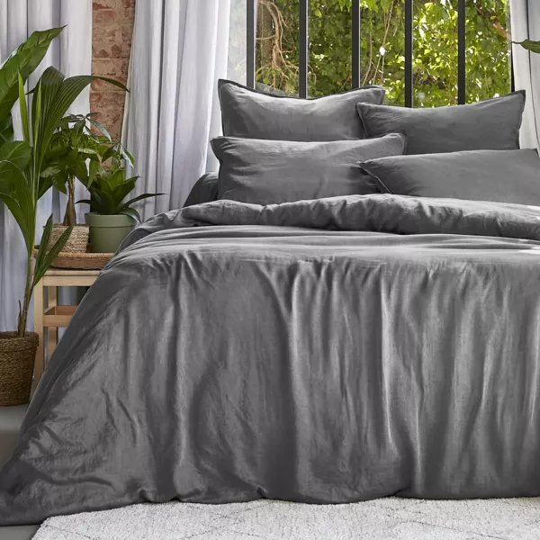 Dekbedovertrek gewassen TENCEL™ Lyocell (280 x 240 cm) Olivia Granietgrijs