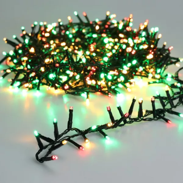 Guirlande lumineuse 22,5 m 1000 LED câble vert Luxe Tricolore Vert/Rouge/Blanc