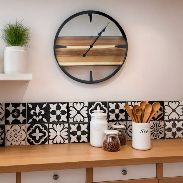 Horloge murale en bois et métal (D57 cm) Nya Noir