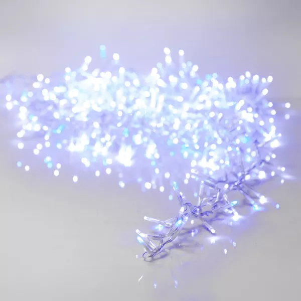 Guirlande lumineuse 11 m 500 LED câble transparent Luxe Bicolore Blanc et bleu