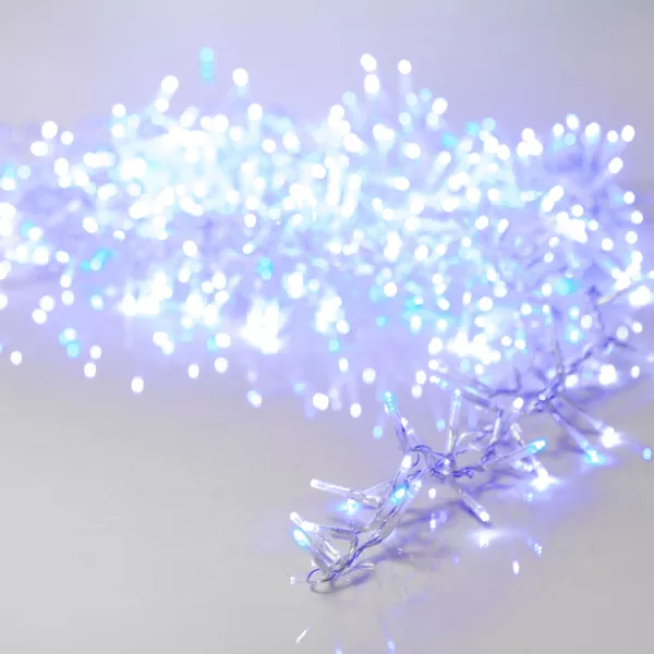 Guirlande lumineuse 16 m 750 LED câble transparent Luxe Bicolore Blanc et bleu