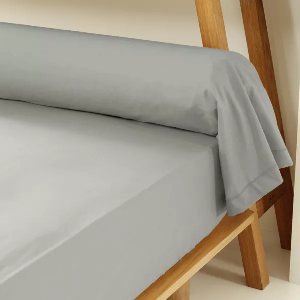 Taie de traversin percale de coton (L185 cm) Cali Gris clair