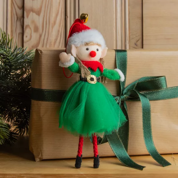 Schelmischer Wicht zum Aufhngen (H20 cm) Mdchen und Glocke