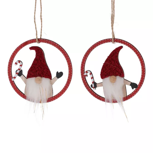 Lote de 2 duendes de Navidad para colgar (D9 cm) Caramelo de Navidad