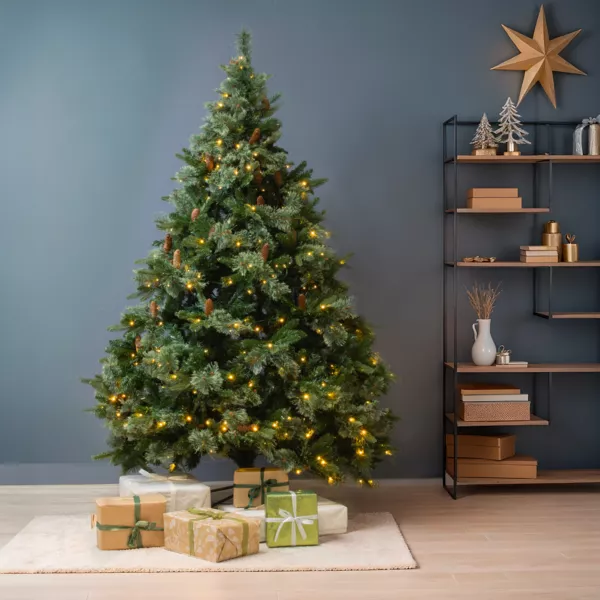 Sapin de Noël artificiel lumineux H240 cm Washington Luxe Vert sapin