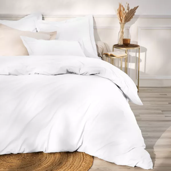 Housse de couette percale de coton (200 x 200 cm) Cali Blanche