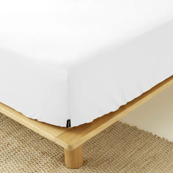 Drap housse percale de coton (160 x 200 cm) Cali Blanc