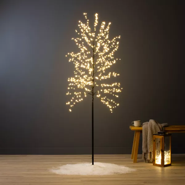 Árbol luminoso 720 LED (Altura 180 cm) Holly Plátano Negro y blanco cálido
