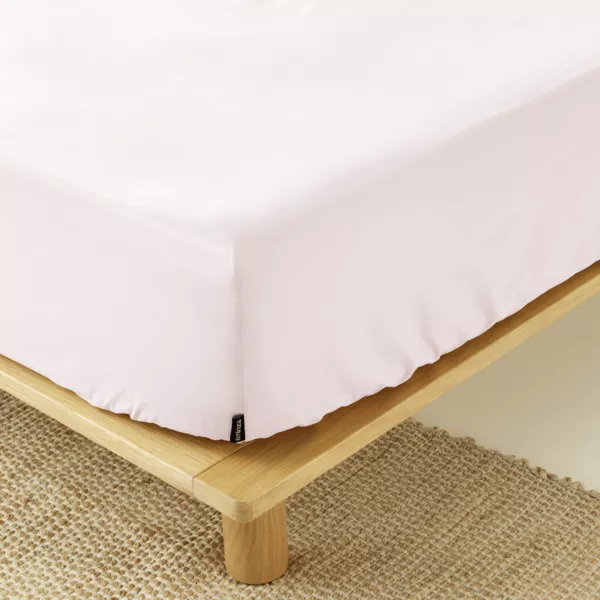 Sábana bajera en percal de algodón (140 cm) Cali Rosa pálido
