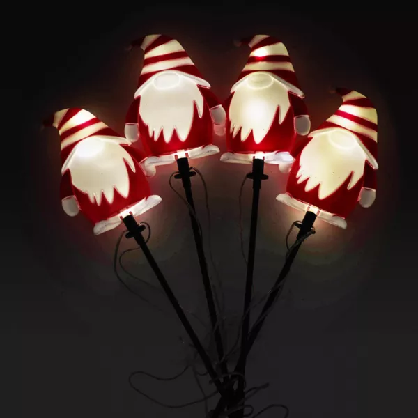 Lot de 4 piquets de jardin solaire (H40 cm) Lutins lumineux Blanc chaud