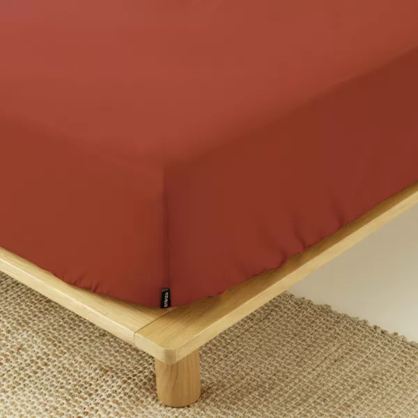 Hoeslaken percal katoen (90 x 200 cm) Cali Terracotta