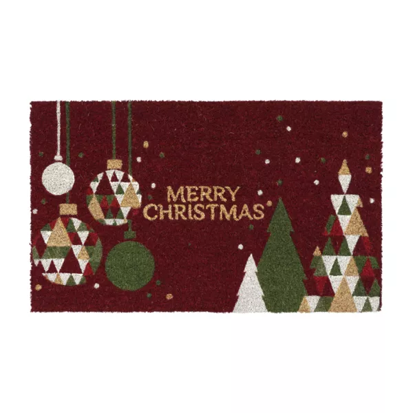 Jule-dørmåtte i kokos (45 x 75 cm) Merry Christmas Bordeaux