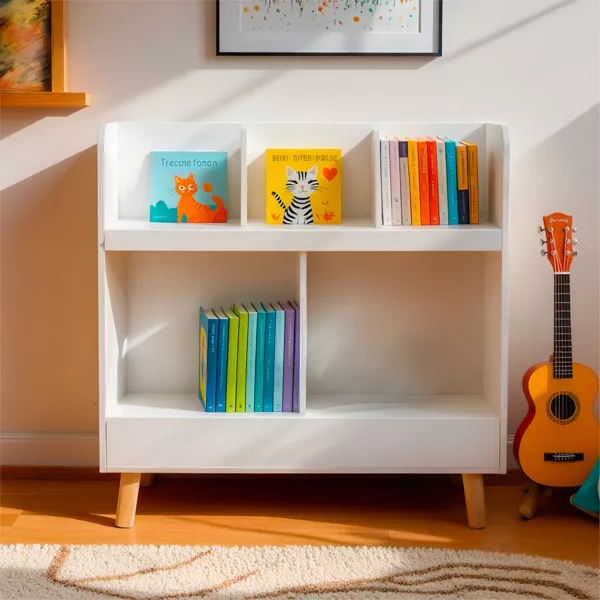 Kinder houten opbergmeubel 5 vakken (H70 cm) Hector Wit